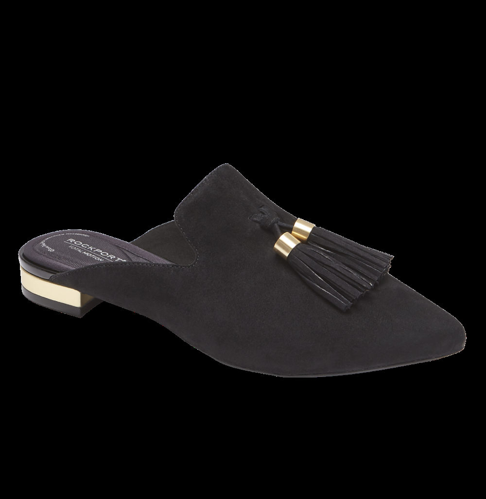 Rockport Singapore Womens Slides - Total Motion Adelyn Tassel Black - VB6740981